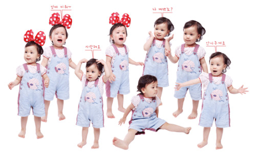 여러가지 감정표현하는 여자아이