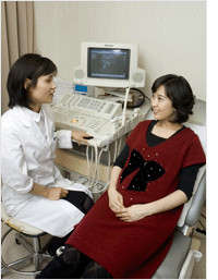 진료받는 임산부와 의사
