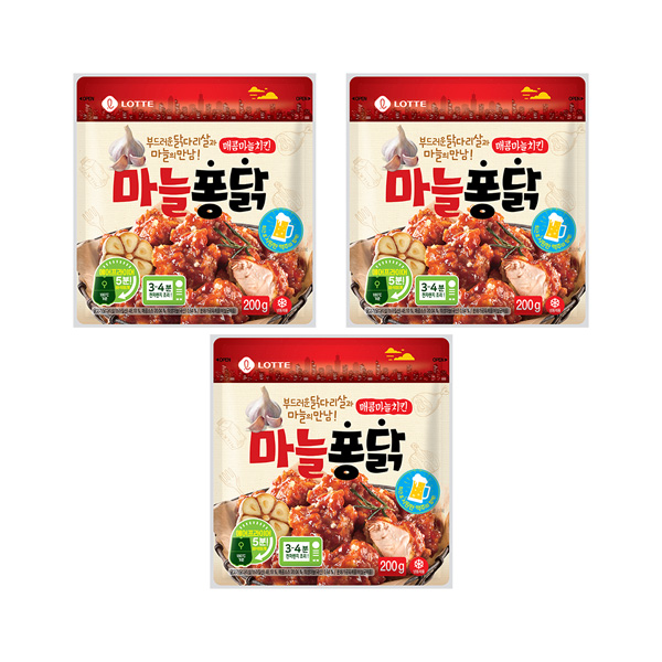 Chefood 마늘퐁닭 매콤마늘치킨 200g x 3개