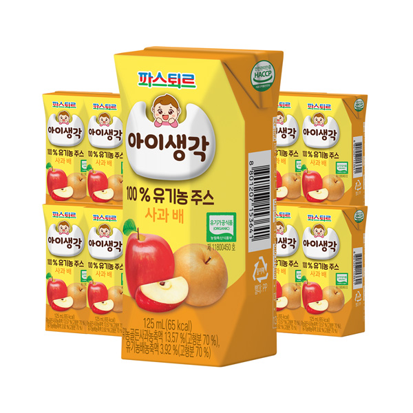 파스퇴르 아이생각 유기농주스 사과·배 125mL 24입