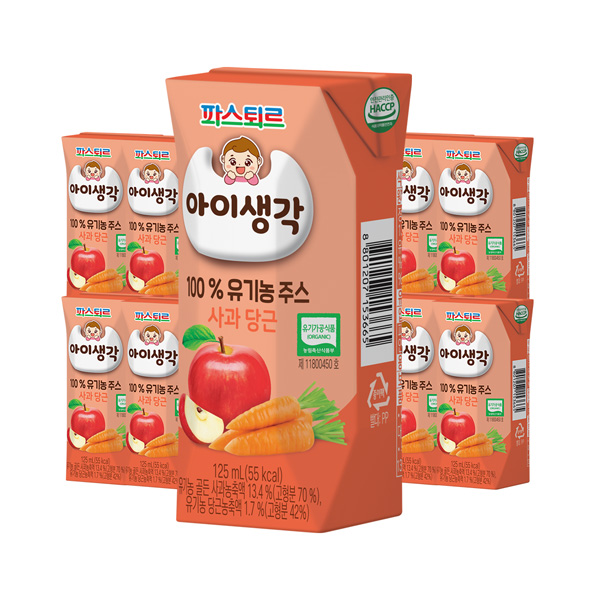 파스퇴르 아이생각 유기농주스 사과·당근 125mL 24입