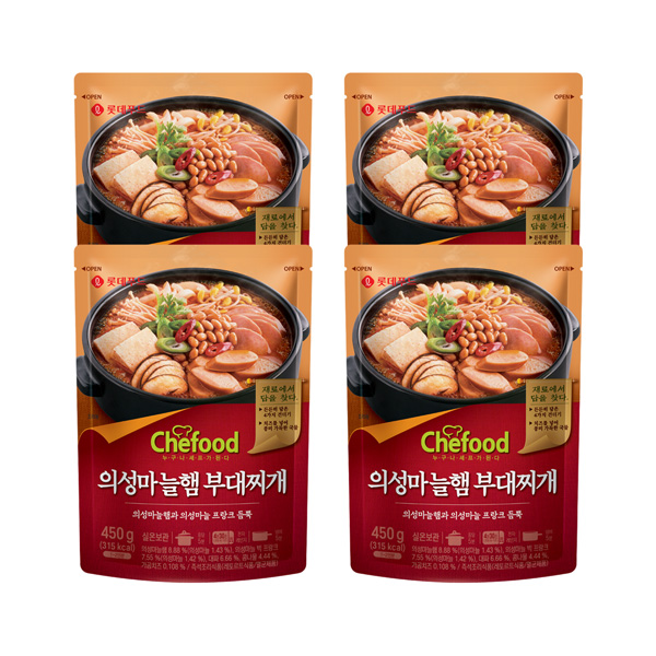 [해피] Chefood 의성마늘햄 부대찌개 450g x 4개
