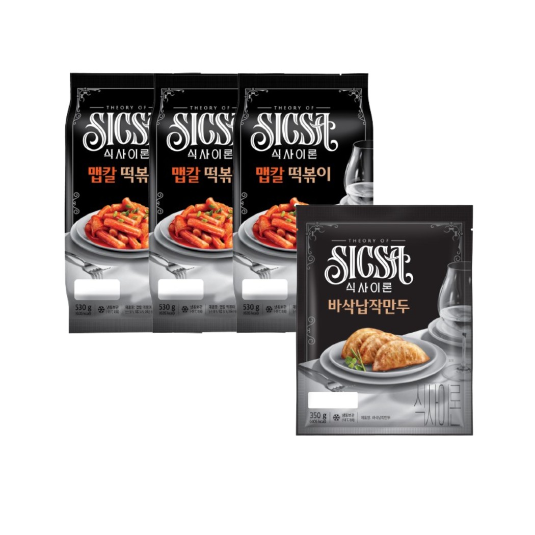 [행사] 식사이론 맵칼떡볶이 530g x 3개 + 바삭납작만두 350g