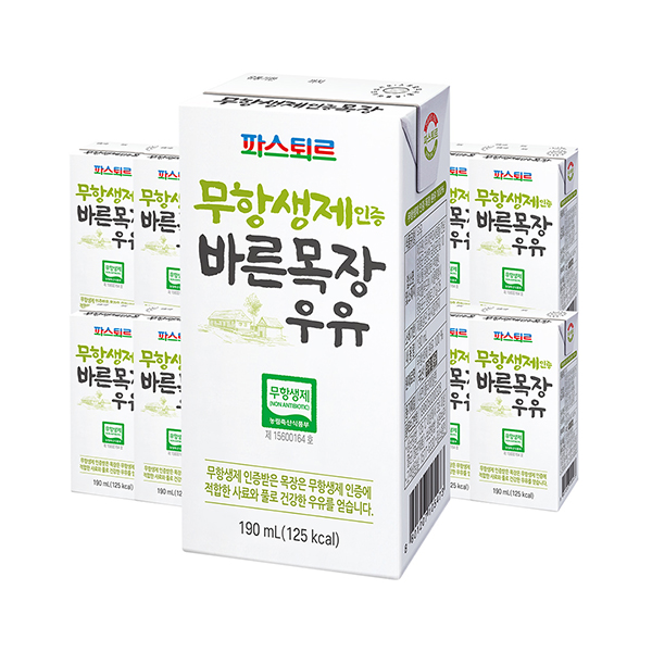 [정기배송] 무항생제인증 바른목장우유 190ml 24입