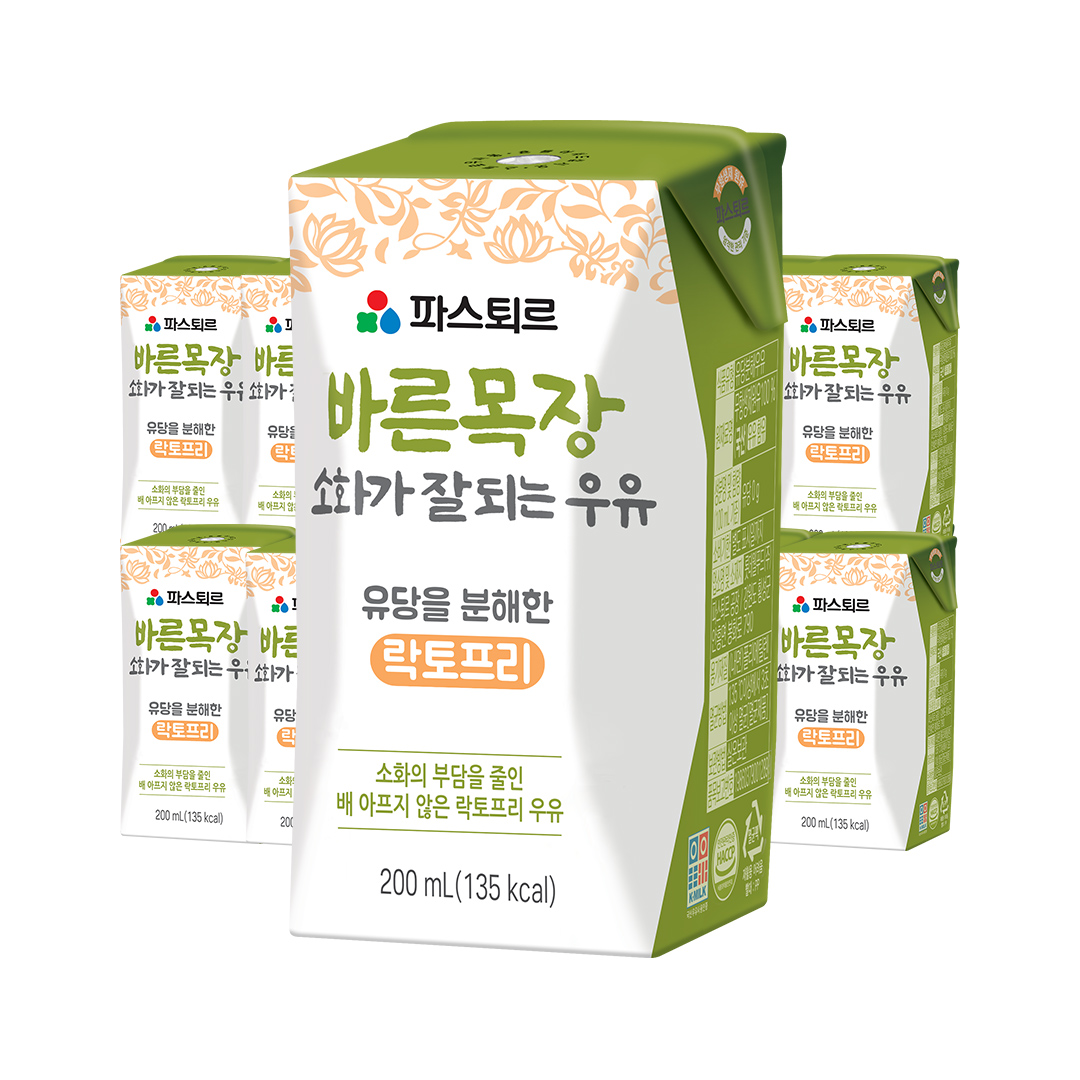 [해피] 파스퇴르 바른목장 소화가 잘되는 우유 200ml 18입