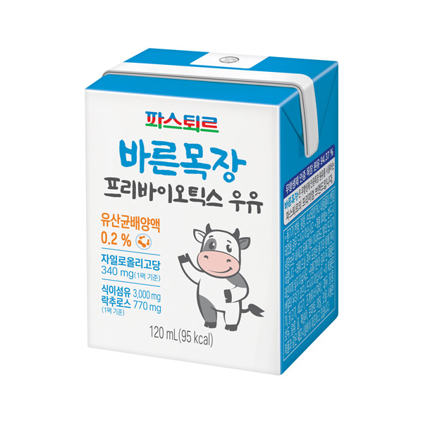 [정기배송] 파스퇴르 바른목장 프리바이오틱스 우유 120ml 24입